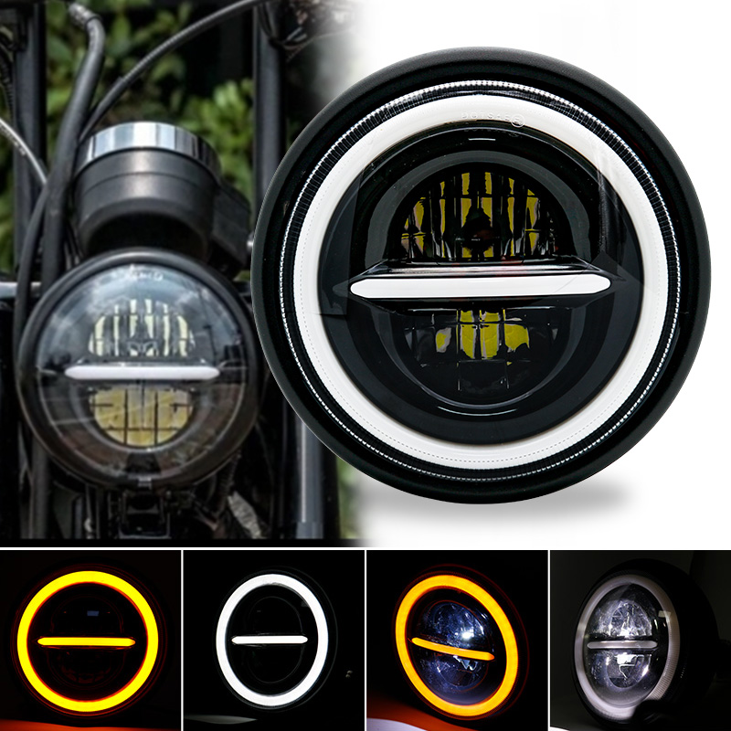 Universal Motorcycle Led Headlight Projector - ユニバーサルラウンドLEDモーターサイクルヘッドライト,7.5 