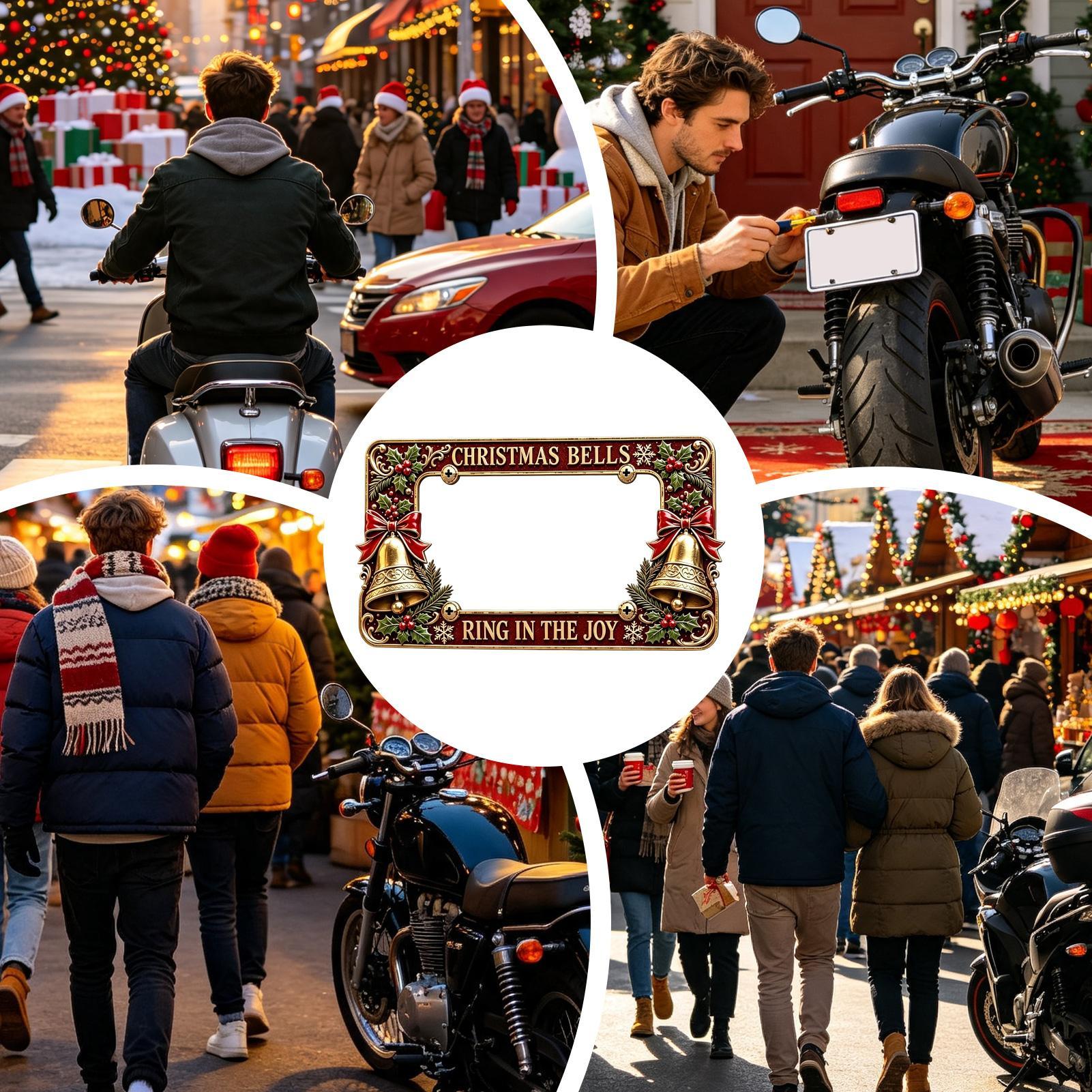 バイクプレートフレーム メタル クリスマス バイクタグパーツ - Motorcycle Parts のレビューと価格
