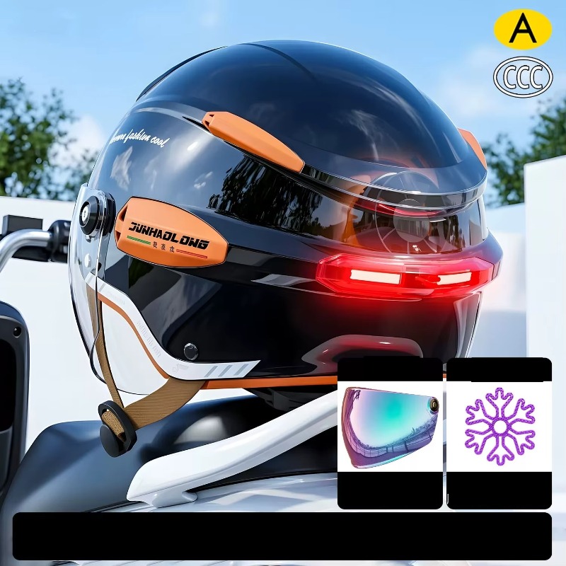 ummer ヴィンテージオートバイヘルメット 調節可能なデュ - Dual Visor Motorcycle Racing Helmet のレビューと価格