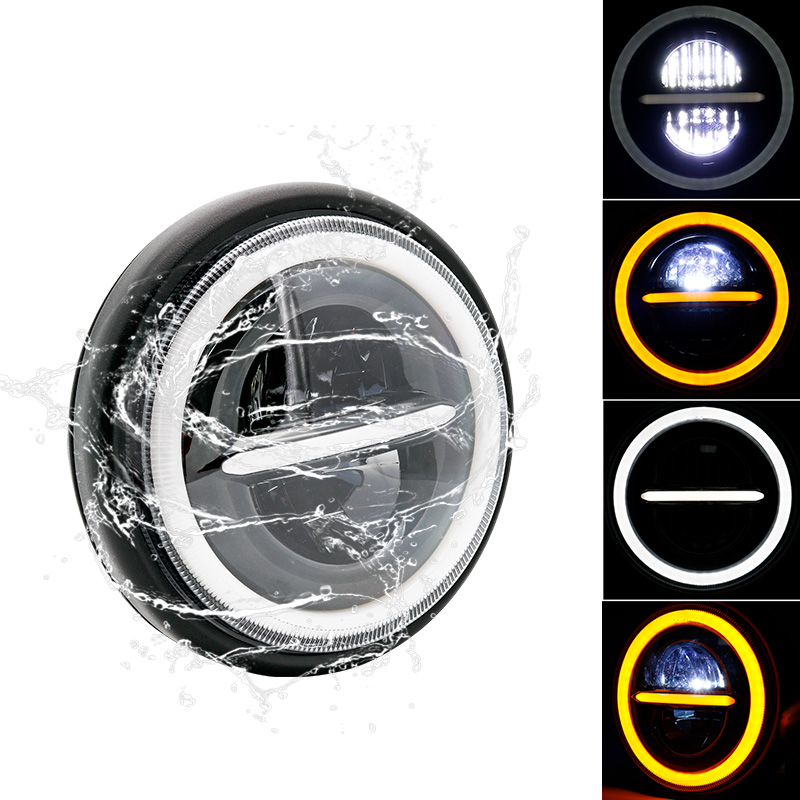 ユニバーサルラウンドLEDモーターサイクルヘッドライト,7. - Universal Motorcycle Led Headlight Projector のレビューと価格