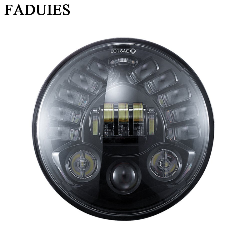 7 インチ適応型ラウンドオートバイ Led プロジェクターヘ - Universal Motorcycle Led Headlight Projector のレビューと価格